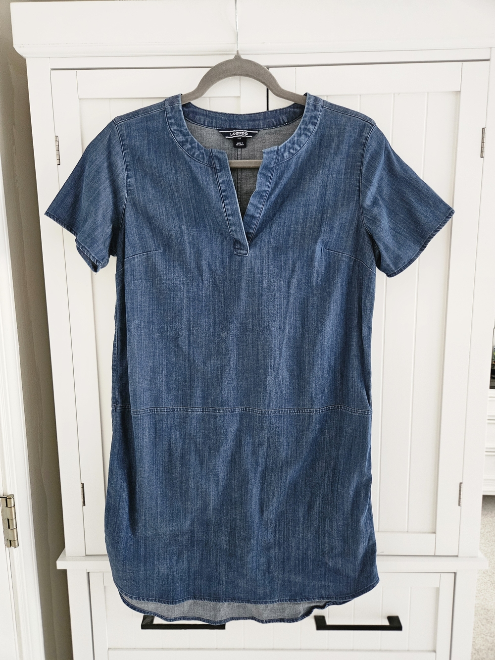 Lands' End Denim Shift Dress in Medium Blue